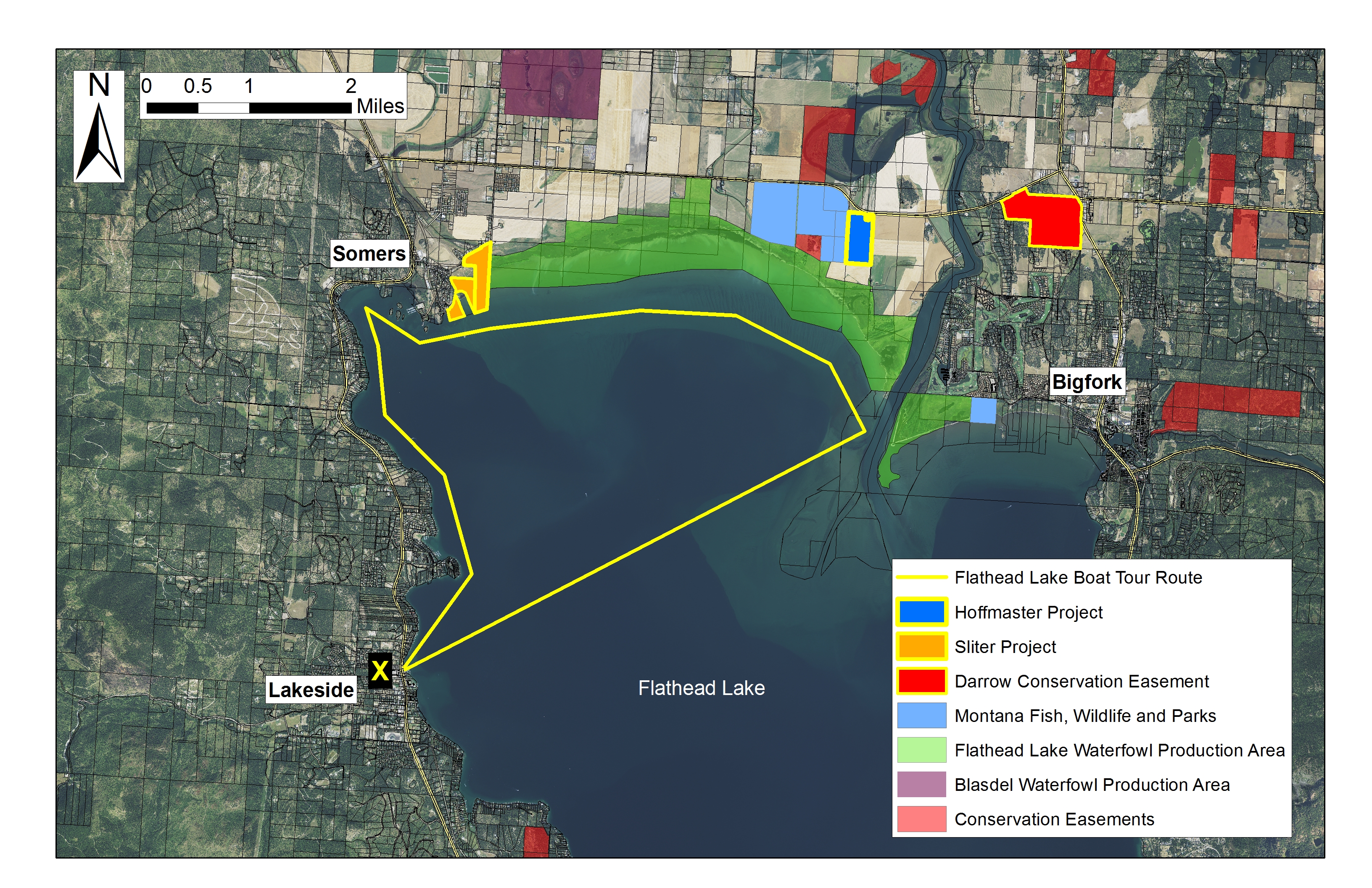 Flathead Lake Boat Tour Route